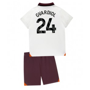 Lacne Dětský Futbalové dres Manchester City Josko Gvardiol #24 2023-24 Krátky Rukáv - Preč (+ trenírky)